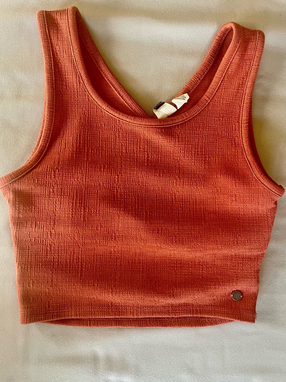 Roxy Women’s Cross Back Wrap Crop Tank Top in Burnt Orange | Size XS